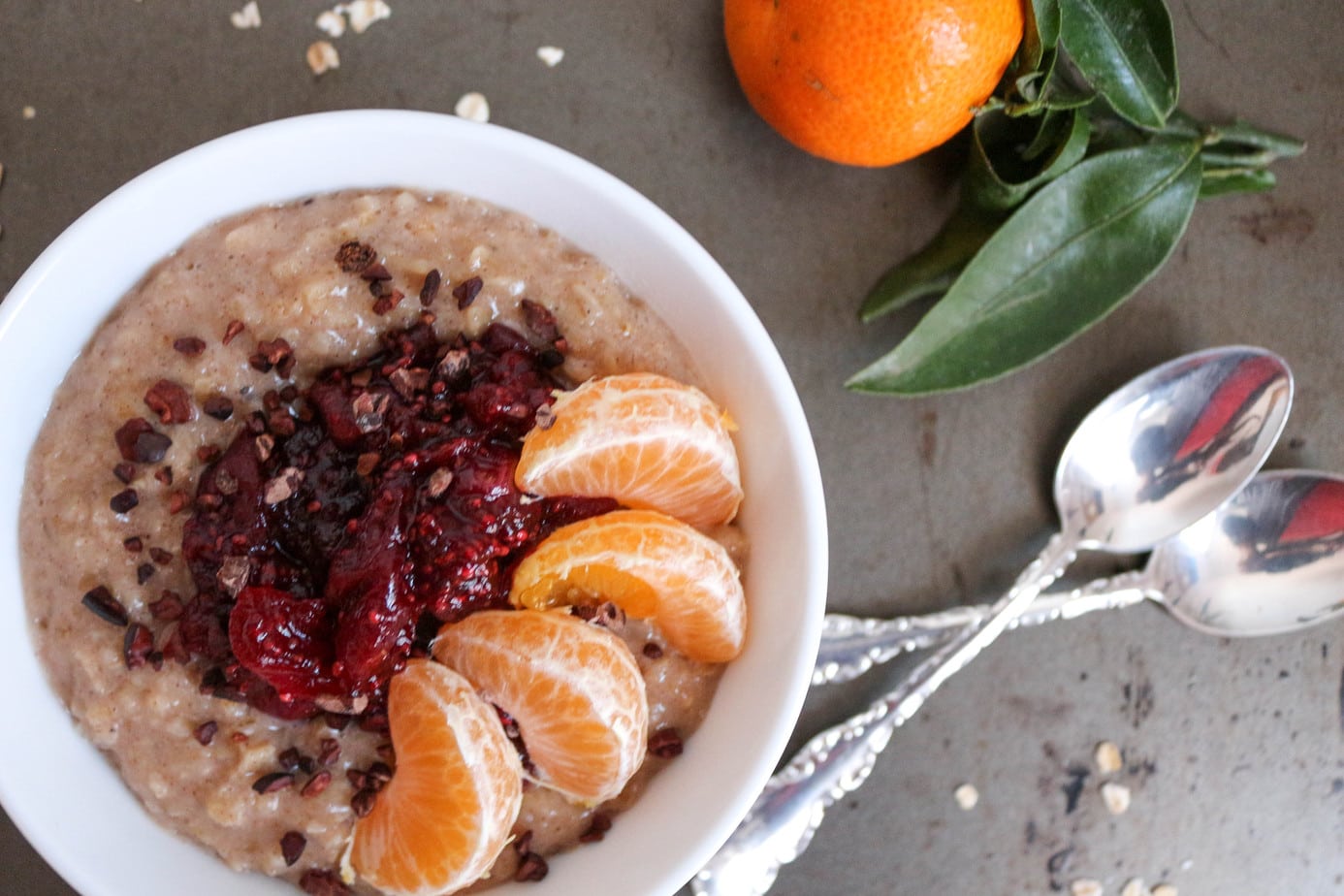 Spiced Oatmeal Cranberry Chia Jam Clementines Vegan Gf The Nourished Mind